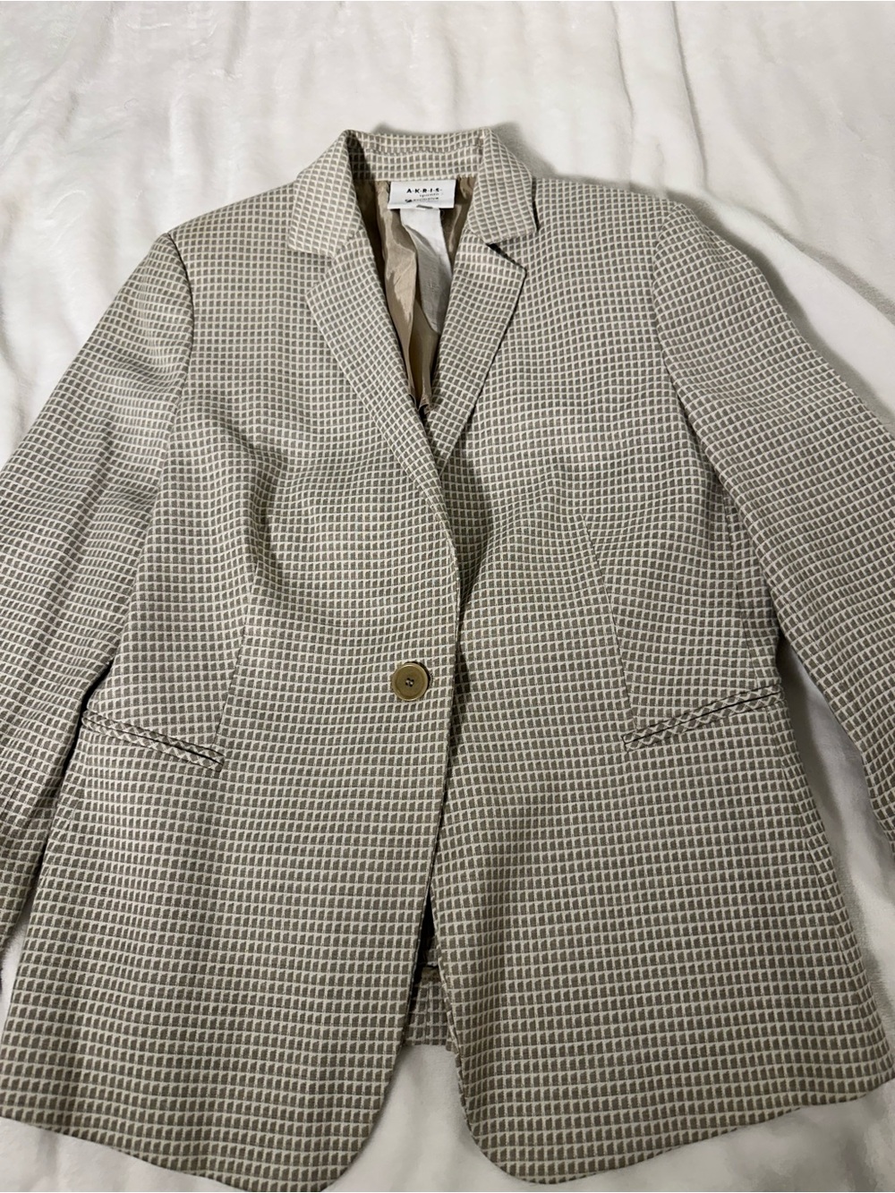 Aris Beige Patterned Single-Button Blazer size 8